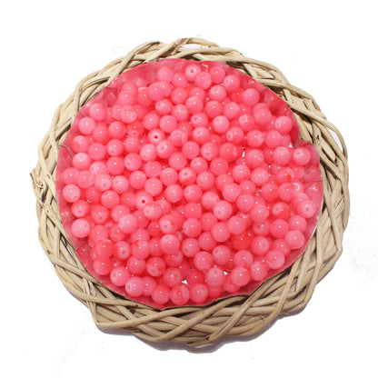 Indian Petals Premium quality Round shape Glass Beads for DIY Craft, Trousseau Packing or Decoration - Design 725, 8mm, Light Pink - Indian Petals
