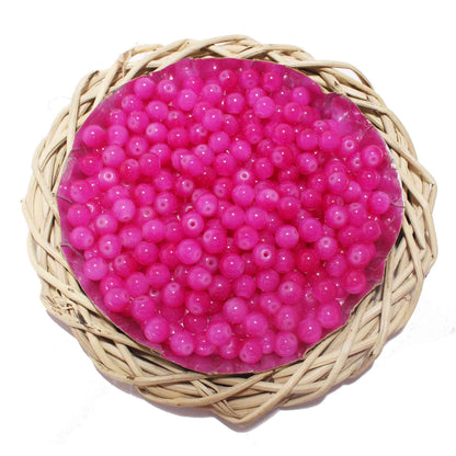 Indian Petals Premium quality Round shape Glass Beads for DIY Craft, Trousseau Packing or Decoration - Design 725, 8mm, Crimson - Indian Petals