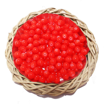 Indian Petals Premium quality Round shape Glass Beads for DIY Craft, Trousseau Packing or Decoration - Design 725, 10mm, Red - Indian Petals