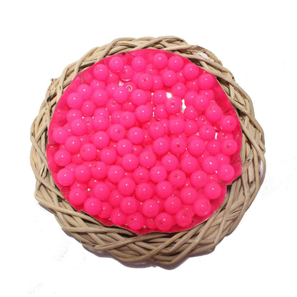 Indian Petals Premium quality Round shape Glass Beads for DIY Craft, Trousseau Packing or Decoration - Design 725, 10mm, Deep Pink - Indian Petals