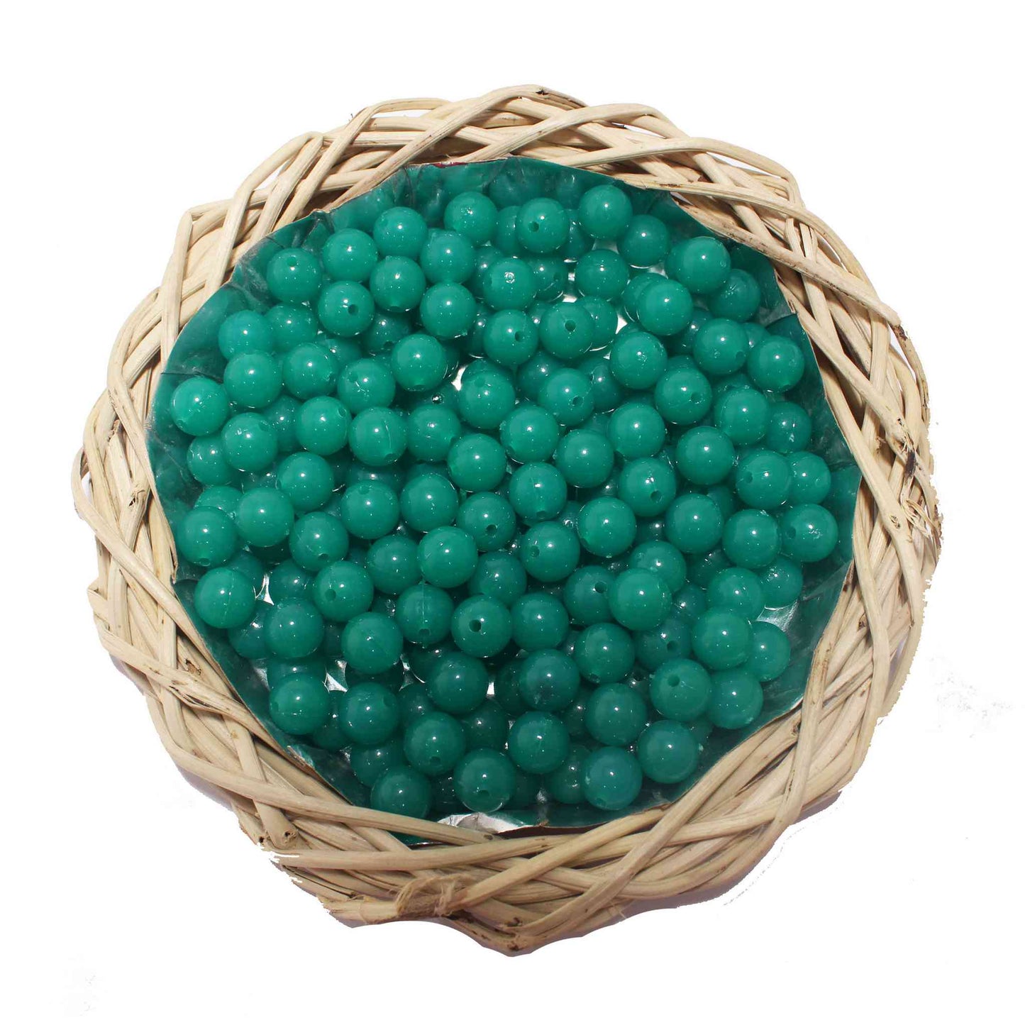 Indian Petals Premium quality Round Glass Beads for DIY Craft, Trousseau Packing or Decoration - Design 734, Sea Green - Indian Petals