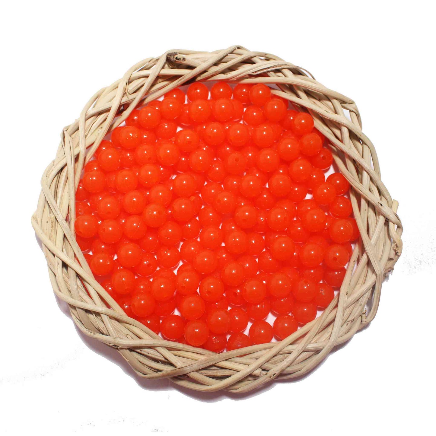 Indian Petals Premium quality Round Glass Beads for DIY Craft, Trousseau Packing or Decoration - Design 734, Tomato - Indian Petals