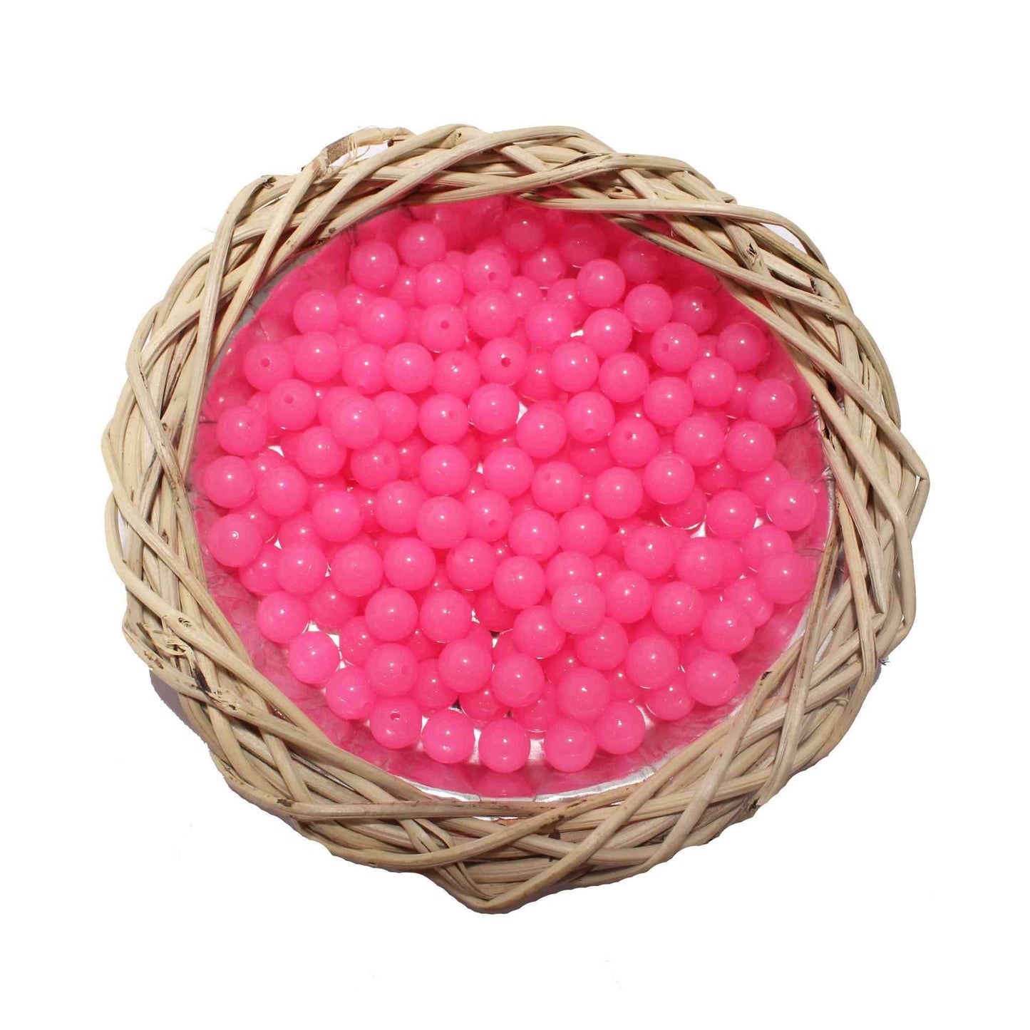 Indian Petals Premium quality Round Glass Beads for DIY Craft, Trousseau Packing or Decoration - Design 734, Hot Pink - Indian Petals