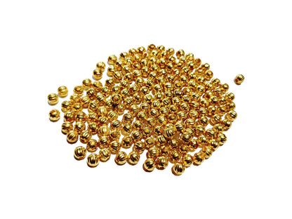 Indian Petals - Melon Shaped 6mm Sewable Golden Kharbuja Beads with Hole on both sides for Craft Decor or Jewelry Making