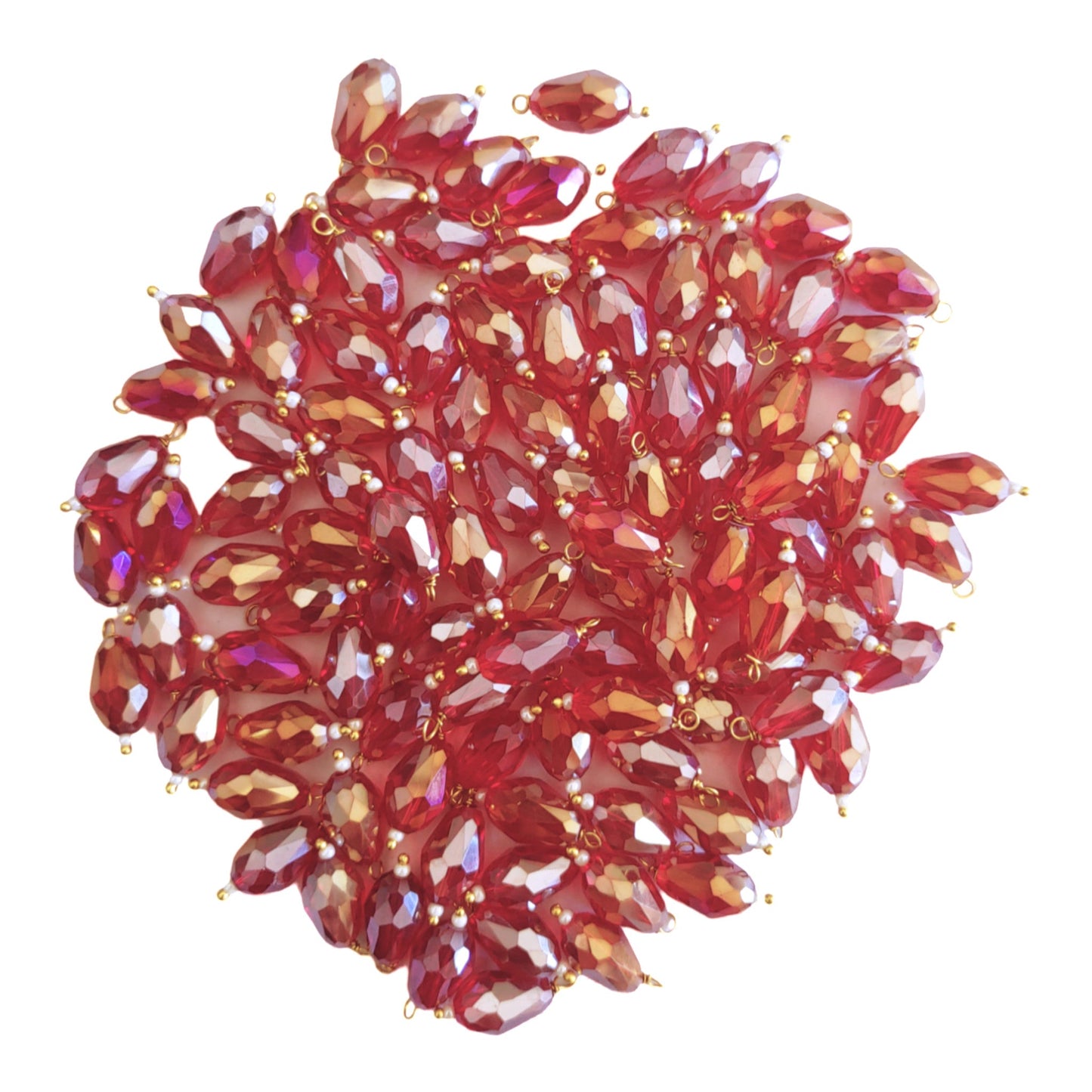 Indian Petals Colored Glass Drop Shaped Beads Ideal for Jewelry designing, Arts , Craft Making or Decor