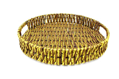 Indian Petals Braided Ethnic Fancy Gift Wedding Gifts or Hamper Packing Round Basket with Holder - Indian Petals