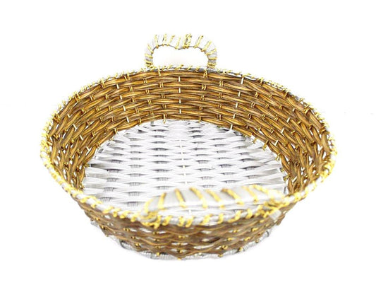 Indian Petals Braided Ethnic Fancy Gift Wedding Gifts or Hamper Packing Big Round Basket with Holders - Indian Petals