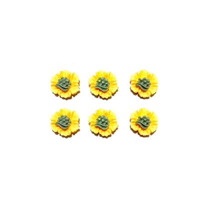 Indian Petals Flat Base Beautiful Floral 3D Cabochons for Craft Trousseau Packing or Decoration - Design 422, Style - Classic, Yellow