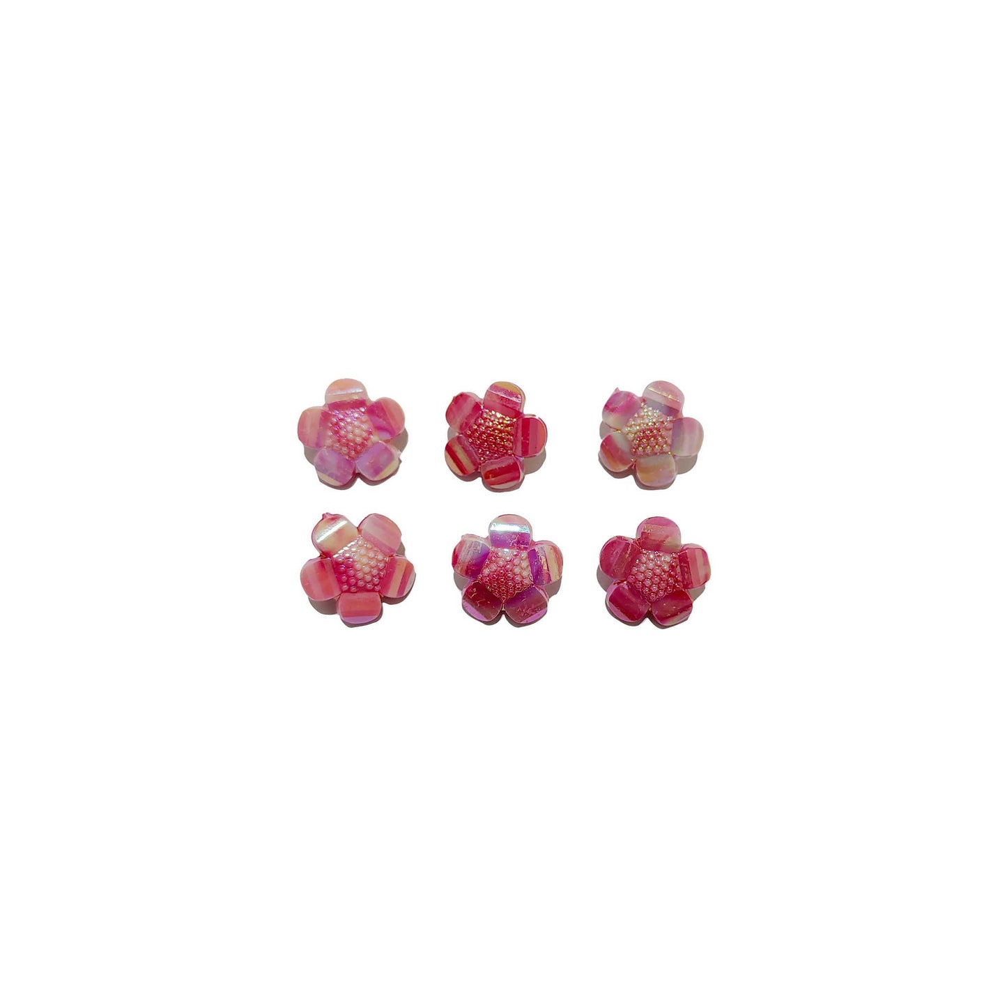 Indian Petals Metallic finish Button Style Beautiful Floral 3D Cabochons Motif for Craft or Decoration - 424, Crimson