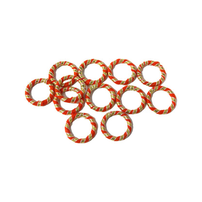 Indian Petals Threaded Round Bangle with Gota for Craft Rakhi Packing or Decoration, Medium - 11552, Orange