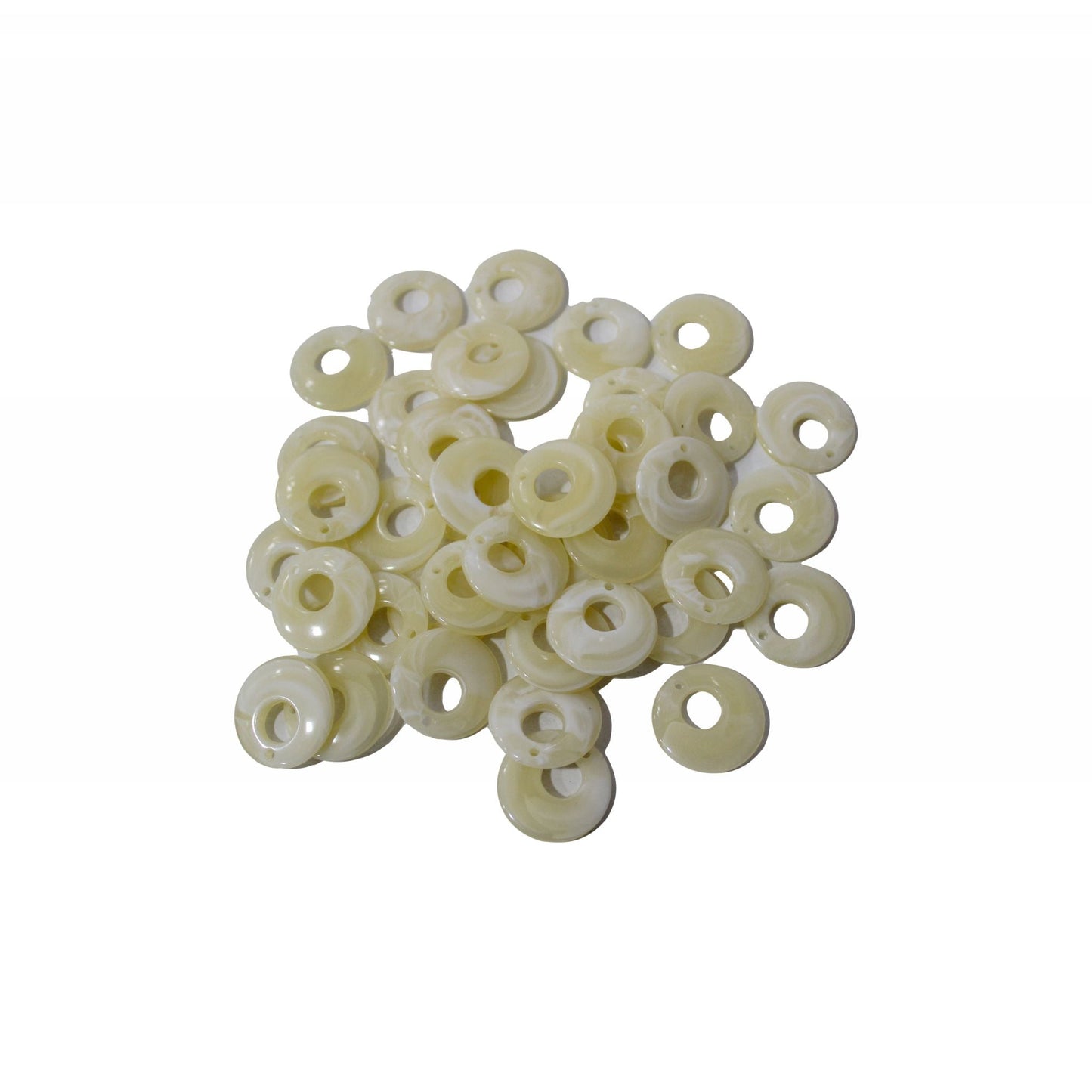 Indian Petals Acrylic Resin Hole Ring Cabochons Motif for Craft or Decoration - 12432, Ivory