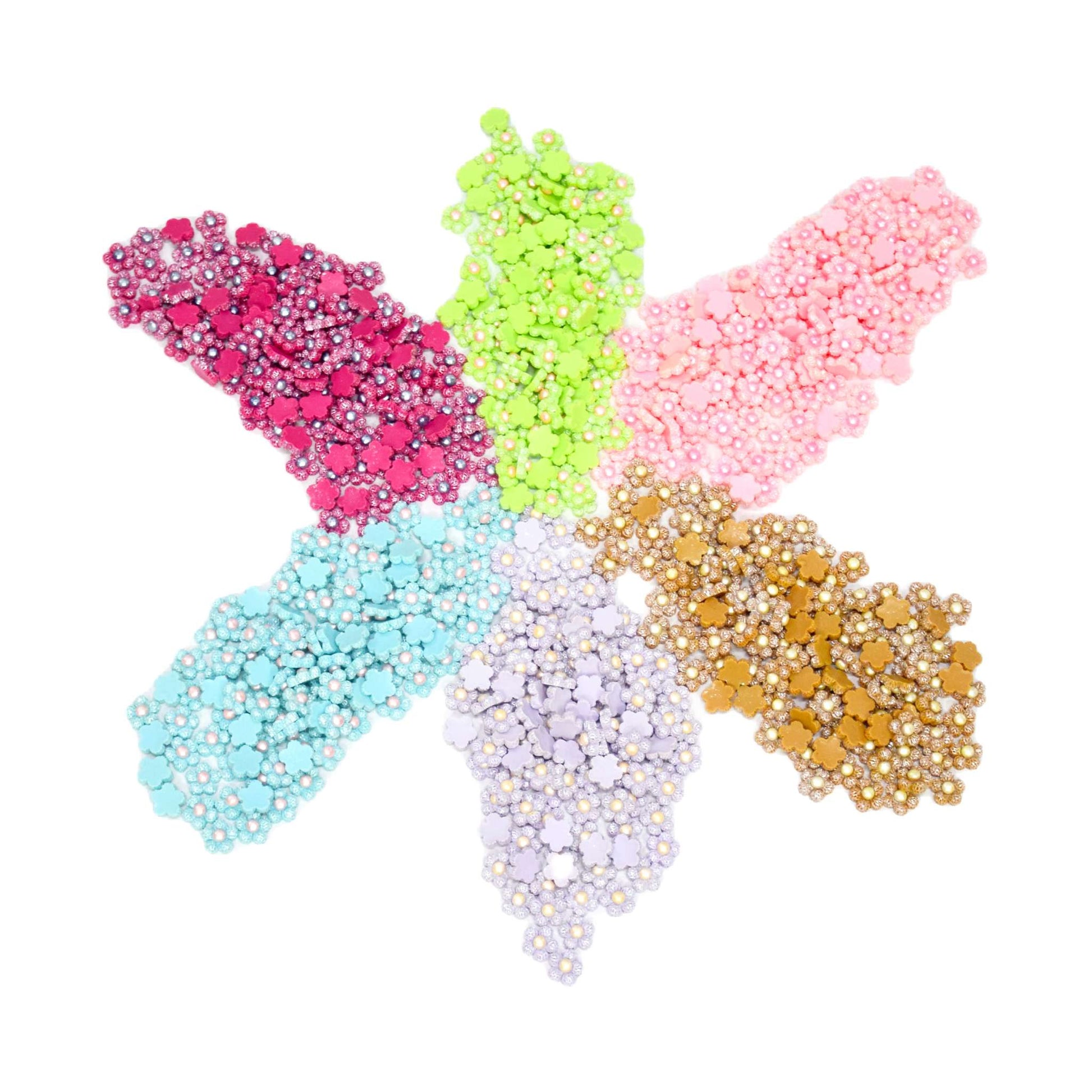 Indian Petals Flat Base Beaded Acrylic Resin Flowers Motif for Craft Packing Rakhi or Decoration - 12441