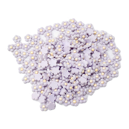 Indian Petals Flat Base Beaded Acrylic Resin Flowers Motif for Craft Packing Rakhi or Decoration - 12441, Lavender