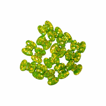 Indian Petals Small Resin Glittery Bow Flat-back Cabochons Motif for Craft Decoration or Rakhi - 12449, Glittery Green