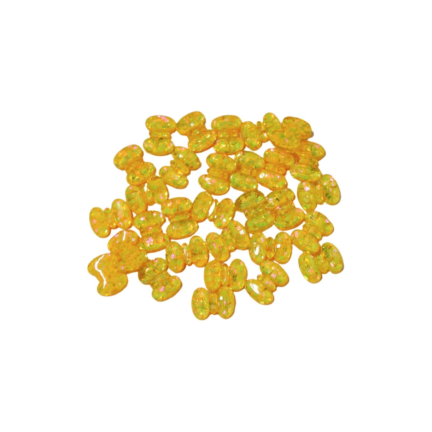 Indian Petals Small Resin Glittery Bow Flat-back Cabochons Motif for Craft Decoration or Rakhi - 12449, Glittery Yellow