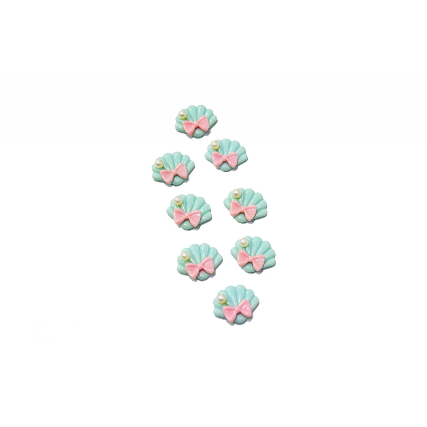 Indian Petals Flat-back Beautiful Resin Sea Shell Cabochons Motif for Craft Decoration or Rakhi - 12450, Sea Green