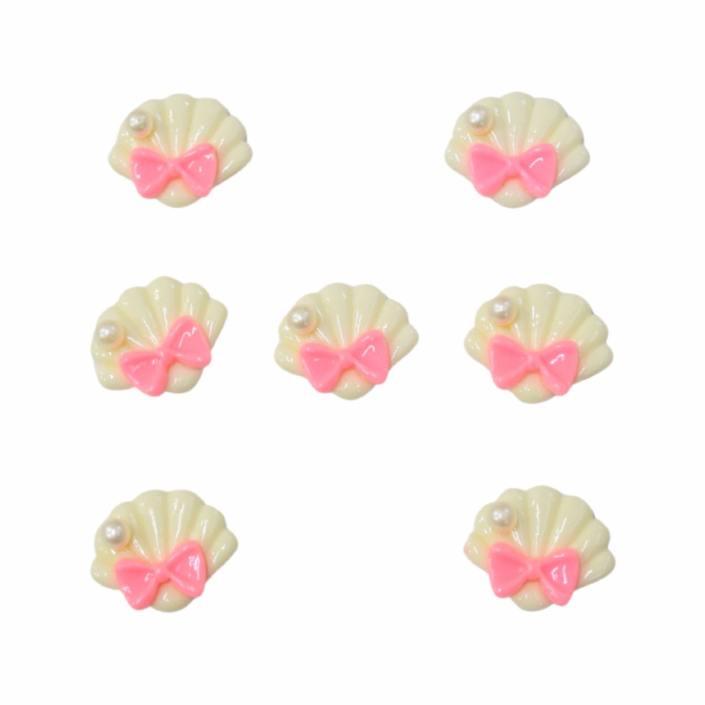 Indian Petals Flat-back Beautiful Resin Sea Shell Cabochons Motif for Craft Decoration or Rakhi - 12450, Ivory