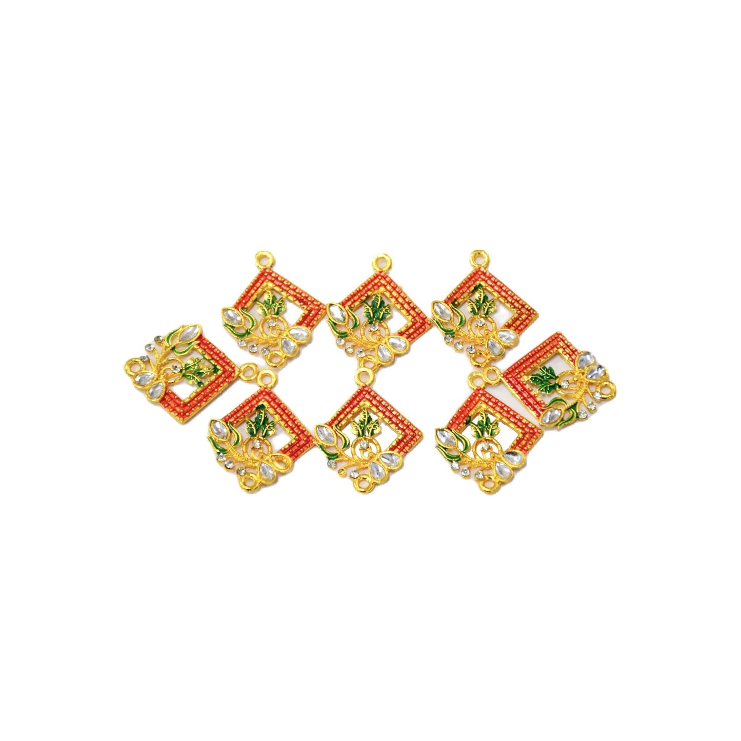 Indian Petals Enamel coated Metal Kalash Motif for Craft Decoration or Rakhi -12494