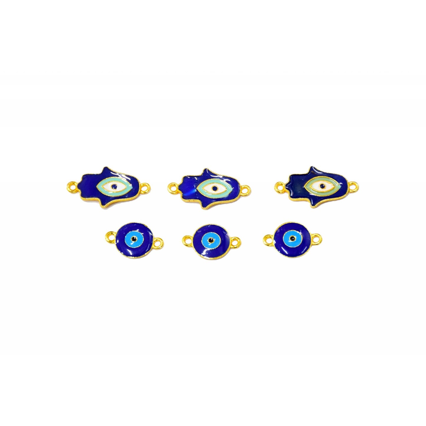 Indian Petals Enamel painted Beautiful Metal Evil-Eye Motif for Craft Decoration or Rakhi - 12495-96