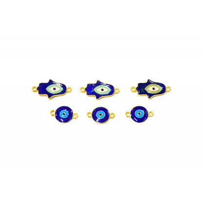 Indian Petals Enamel painted Beautiful Metal Evil-Eye Motif for Craft Decoration or Rakhi - 12495-96