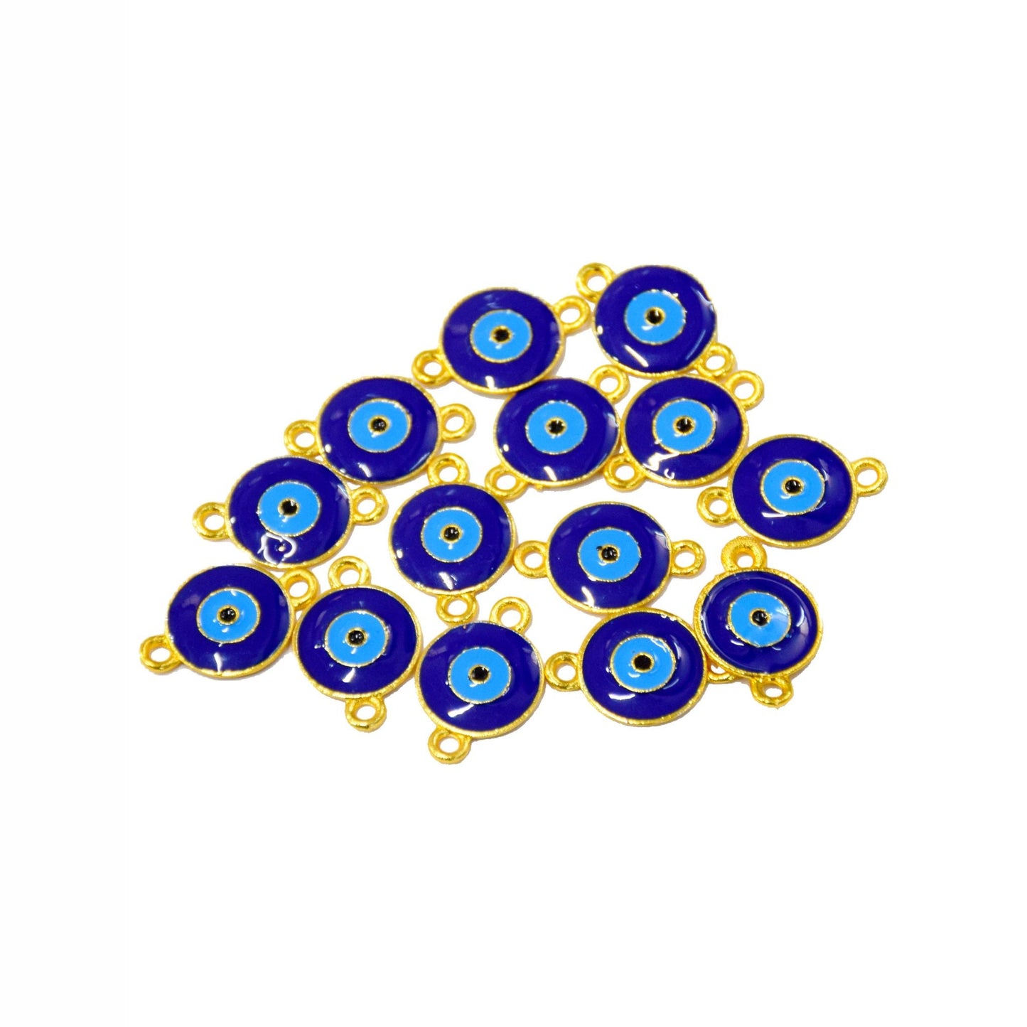 Indian Petals Enamel painted Beautiful Metal Evil-Eye Motif for Craft Decoration or Rakhi - 12495-96