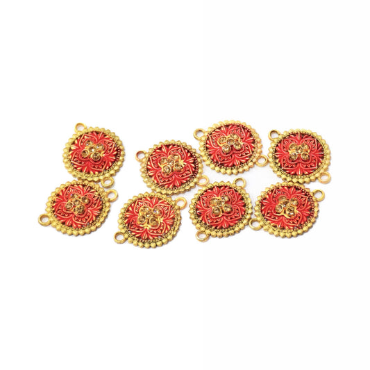 Indian Petals Enamel coated Beautiful Metal Traditional style Motif for Craft Decoration or Rakhi - 12501