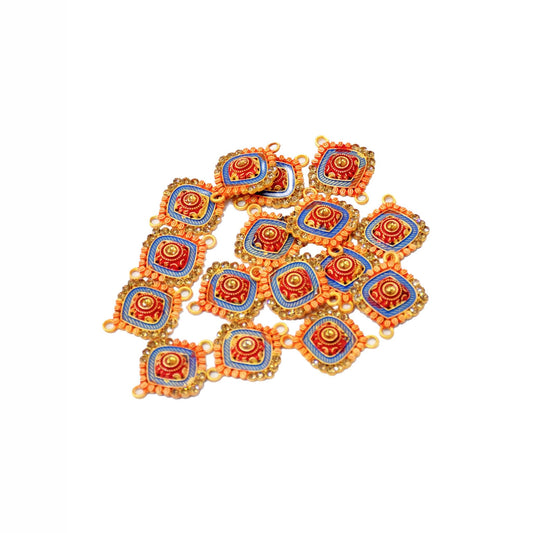 Indian Petals Enamel coated Metal Rhinestone Rangoli Motif for Craft Decoration or Rakhi -12502