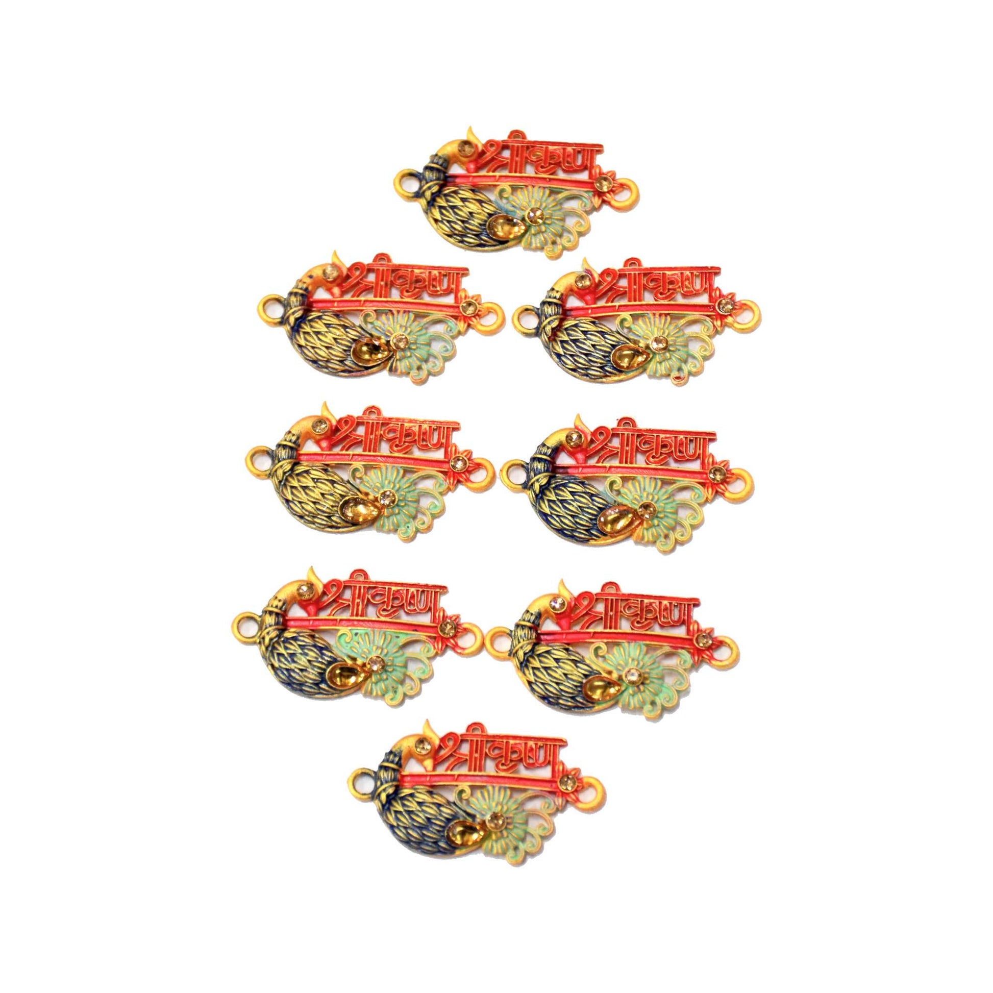 Indian Petals Enamel coated Beautiful Metal Lord Krishna Theme Motif for Craft Decoration or Rakhi - 12505, Shree Krishna