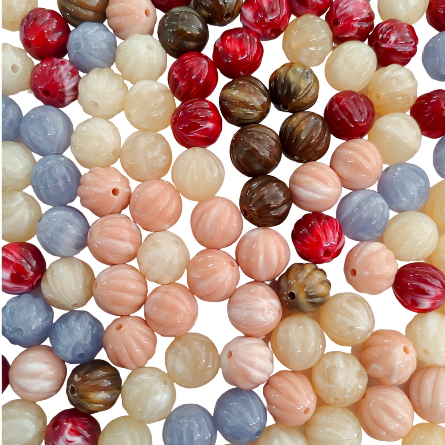 Indian Petals Melon Shaped Color Resin Marble Beads Ideal for Jewelry designing and Craft Making or Decor