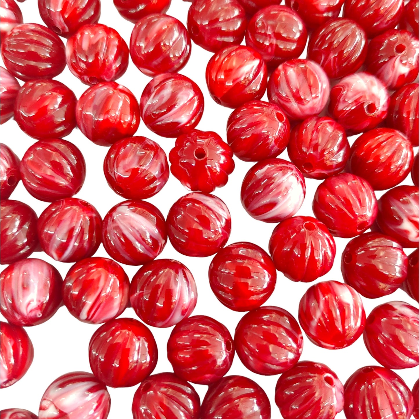 Indian Petals Melon Shaped Color Resin Marble Beads Ideal for Jewelry designing and Craft Making or Decor