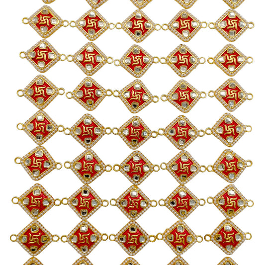 Indian Petals Indain Petals Swastik Style Metal Mazak Motif for Rakhi, Jewelry designing and Craft Making or Decor