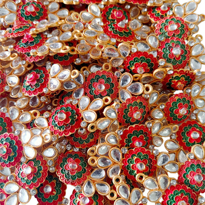 Indian Petals Indain Petals Traditional Flower Style Metal Mazak Motif for Rakhi, Jewelry designing and Craft Making or Decor