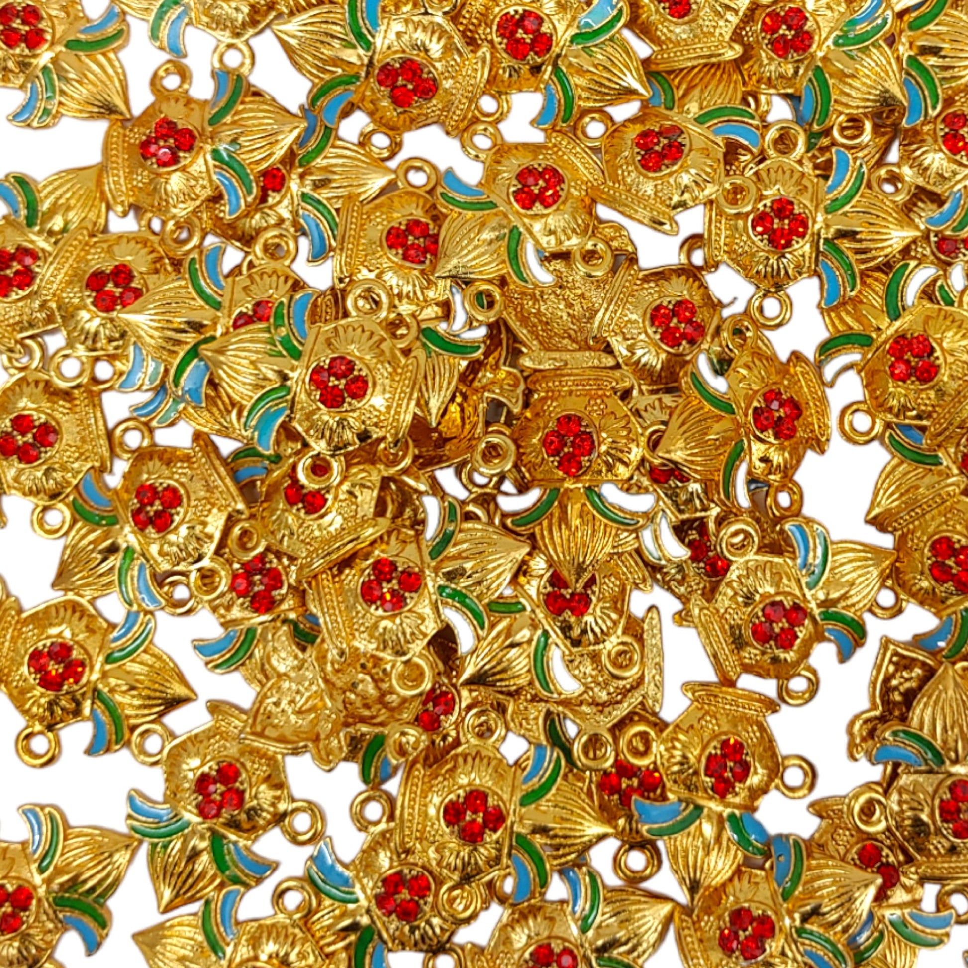 Indian Petals Kalash Shape Metal Motif, Metal Penddle for Jewellery Making, Craft or Decor, (Golden)