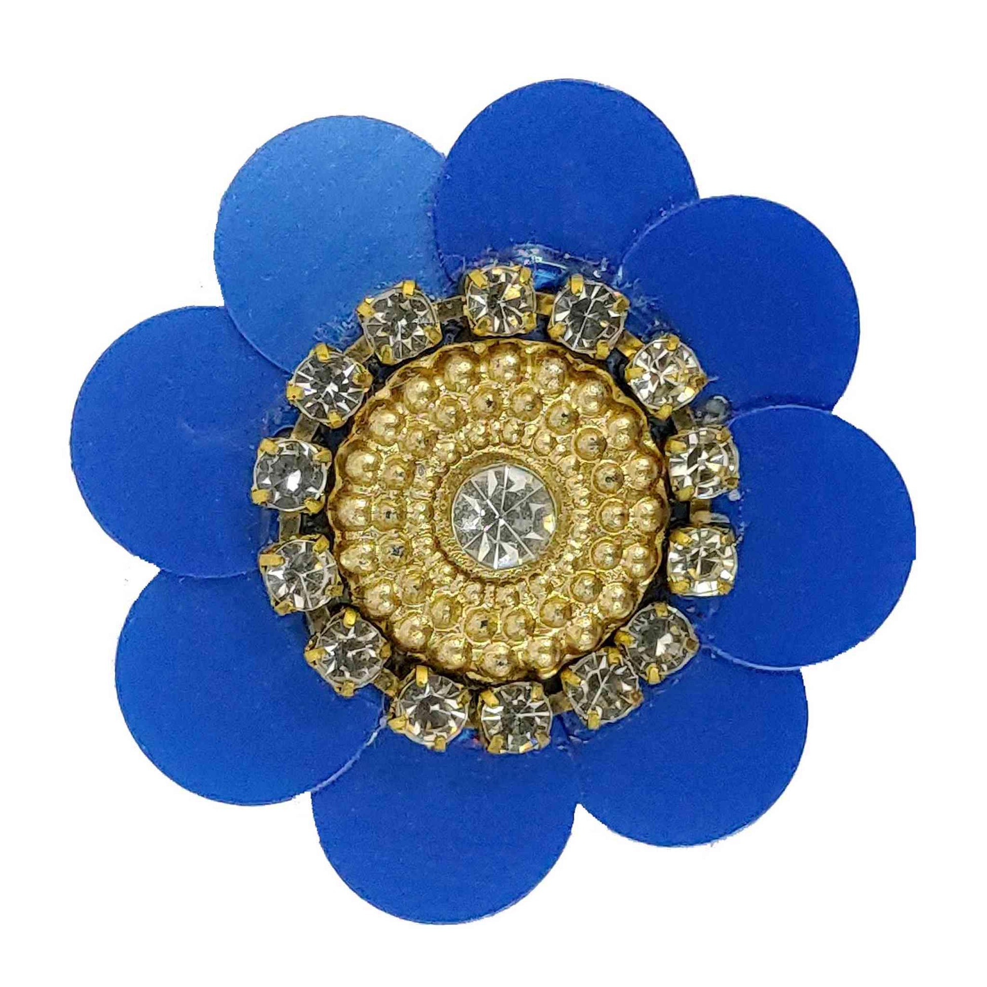 Indian Petals Sequence work Floral Buti for DIY Craft, Trouseau Packing or Decoration (Bunch of 12) - Design 206, Blue - Indian Petals
