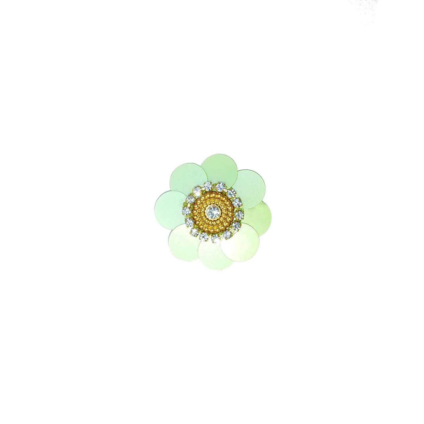 Indian Petals Sequence work Floral Buti for DIY Craft, Trouseau Packing or Decoration (Bunch of 12) - Design 206, Light Green - Indian Petals