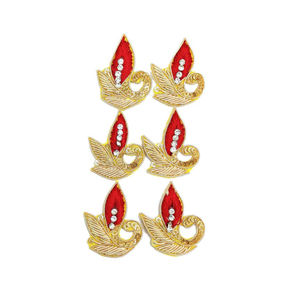 Indian Petals Tilak Style Traditional Buti for DIY Craft, Trouseau Packing or Decoration (Bunch of 12) - Design 212, Red - Indian Petals