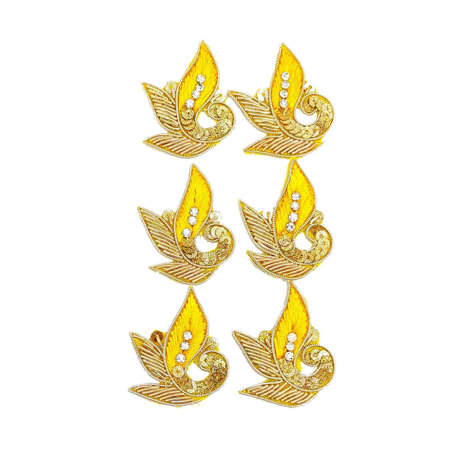 Indian Petals Tilak Style Traditional Buti for DIY Craft, Trouseau Packing or Decoration (Bunch of 12) - Design 212, Yellow - Indian Petals