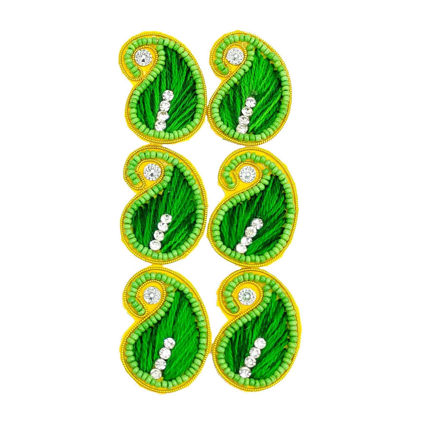 Indian Petals Traditional Tilak Style Thread Buti for DIY Craft, Trousseau Packing or Decoration (Bunch of 12) - Design 214, Green - Indian Petals