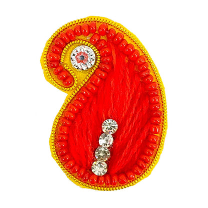 Indian Petals Traditional Tilak Style Thread Buti for DIY Craft, Trousseau Packing or Decoration (Bunch of 12) - Design 214, Maroon - Indian Petals
