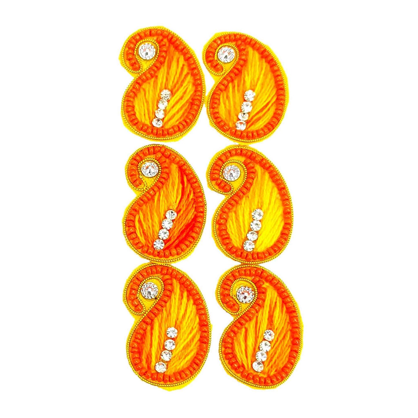 Indian Petals Traditional Tilak Style Thread Buti for DIY Craft, Trousseau Packing or Decoration (Bunch of 12) - Design 214, Orange - Indian Petals