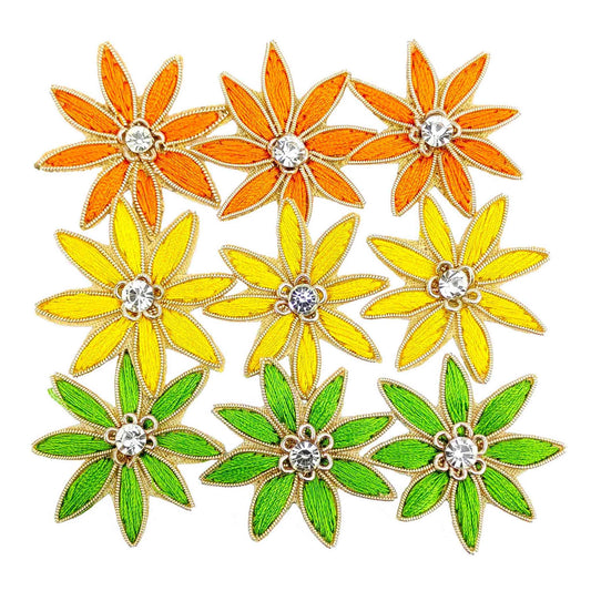 Indian Petals Threaded Strar Style Buti for DIY Craft, Trousseau Packing or Decoration (Bunch of 12) - Design 215 - Indian Petals