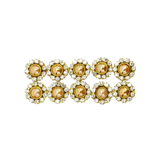 Indian Petals Rhinestone Studded Buti for DIY Craft, Trousseau Packing or Decoration (Bunch of 12) - Design 218 - Indian Petals