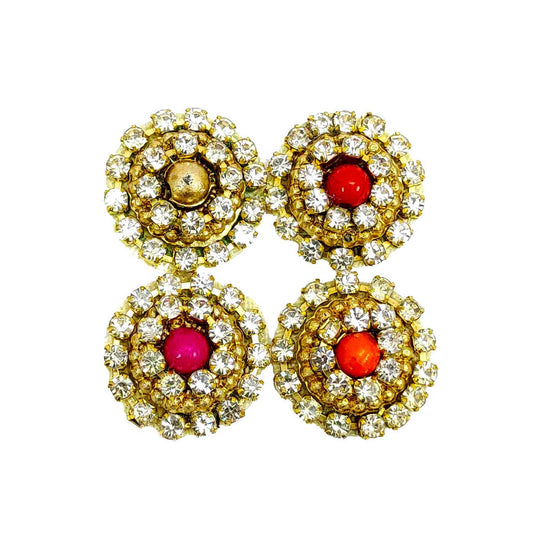 Indian Petals Rhinestone Studded Buti for DIY Craft, Trousseau Packing or Decoration (Bunch of 12) - Design 220 - Indian Petals