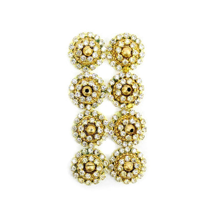 Indian Petals Rhinestone Studded Buti for DIY Craft, Trousseau Packing or Decoration (Bunch of 12) - Design 220, Golden - Indian Petals