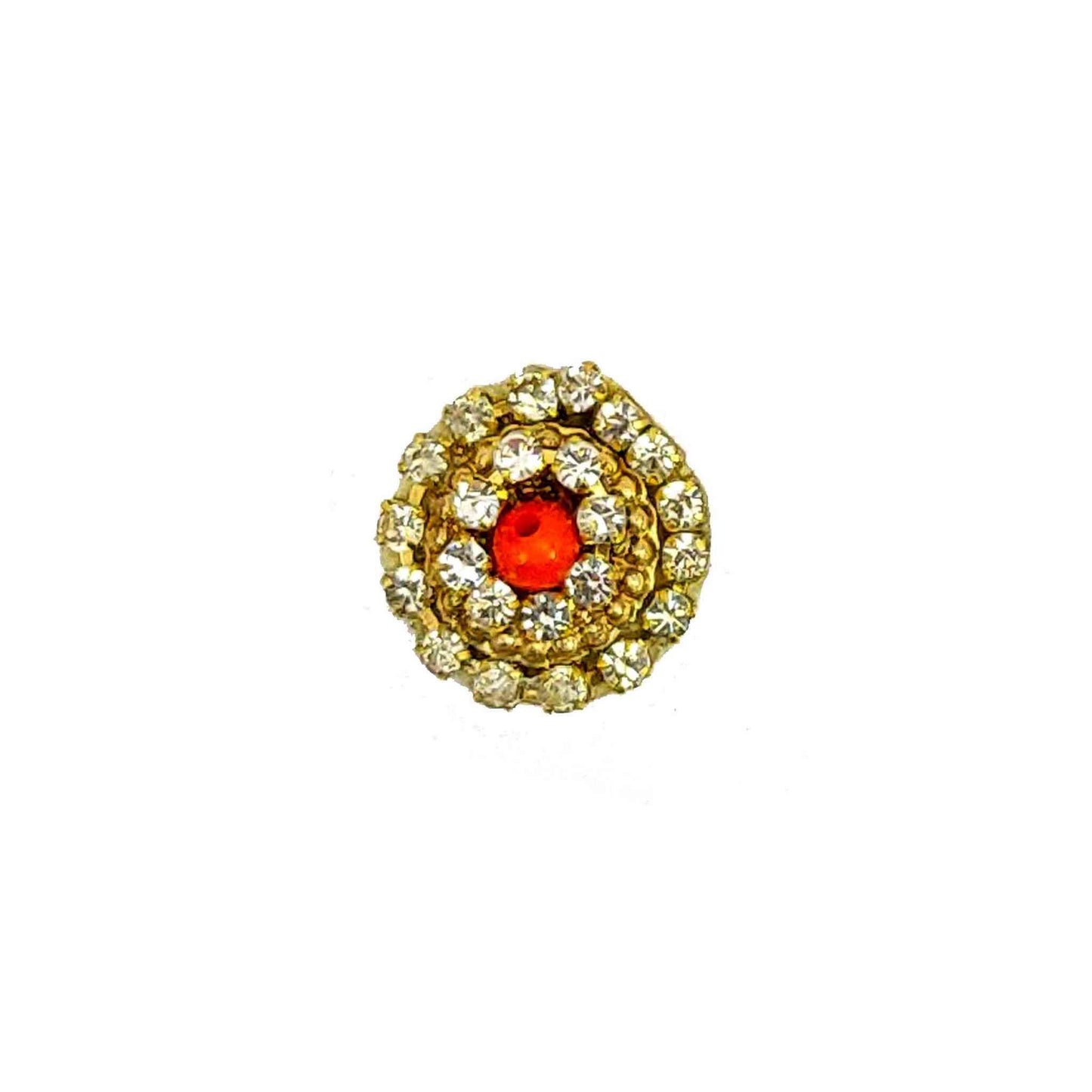 Indian Petals Rhinestone Studded Buti for DIY Craft, Trousseau Packing or Decoration (Bunch of 12) - Design 220, Orange - Indian Petals