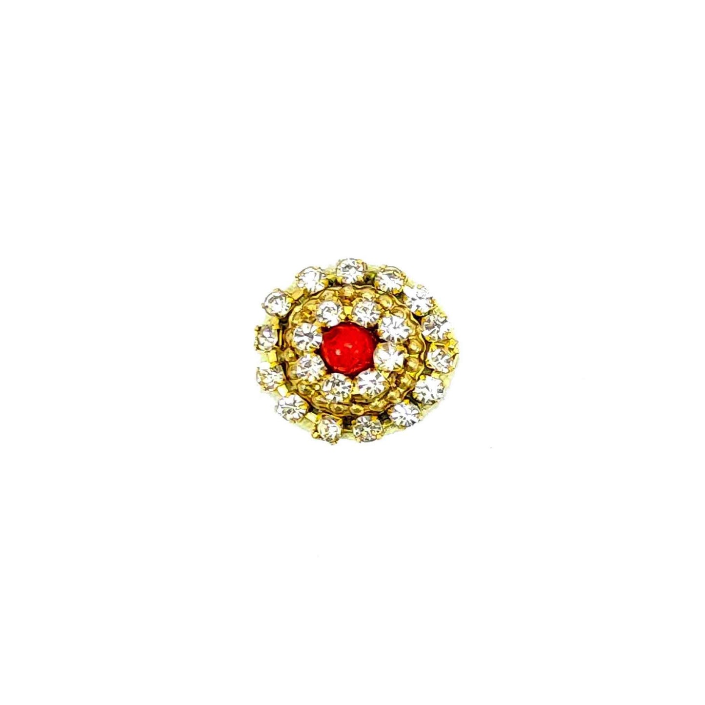 Indian Petals Rhinestone Studded Buti for DIY Craft, Trousseau Packing or Decoration (Bunch of 12) - Design 220, Red - Indian Petals