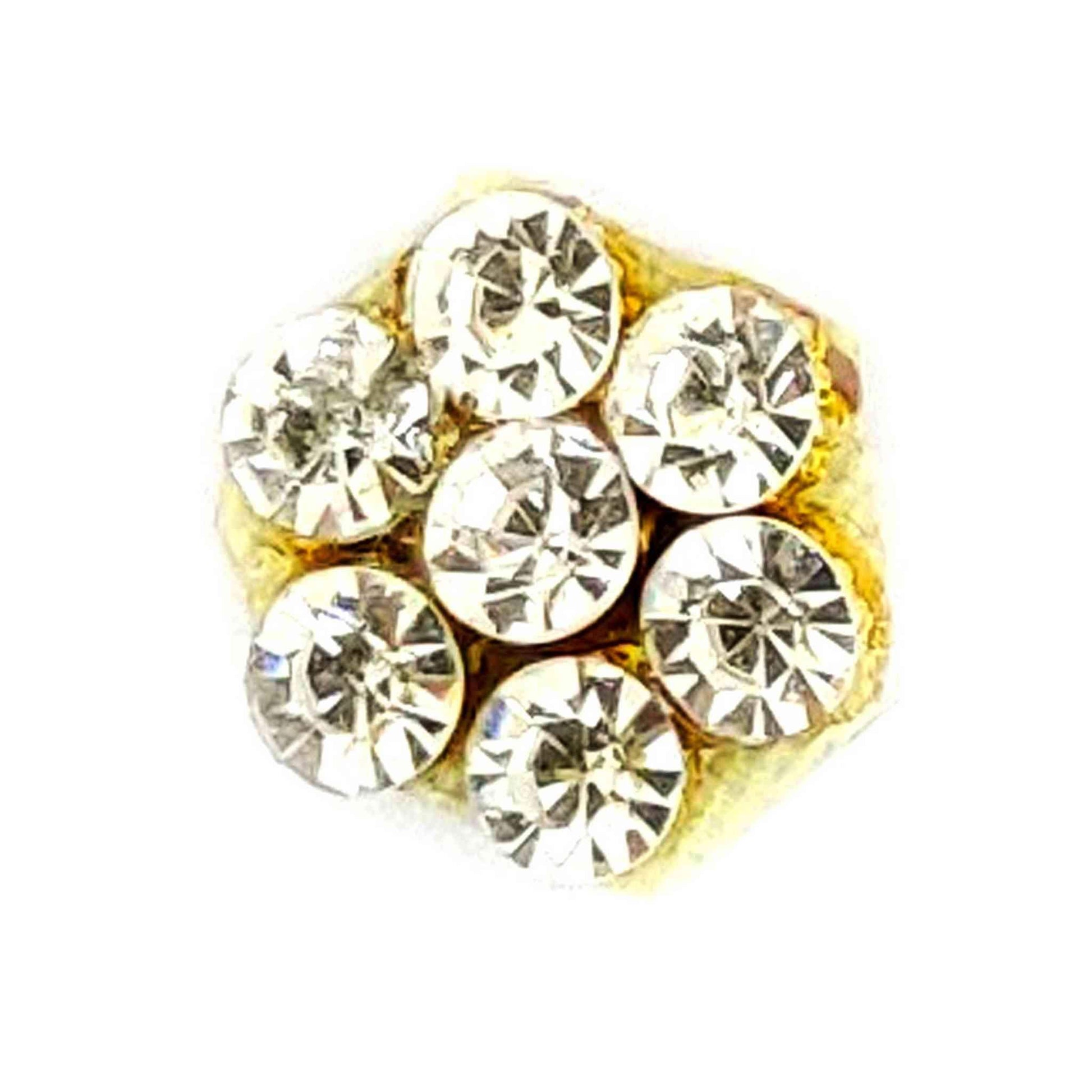 Indian Petals Studded Round Buti with Pearls for DIY Craft, Trousseau Packing or Decoration (Bunch of 12) - Design 236, Clear - Indian Petals