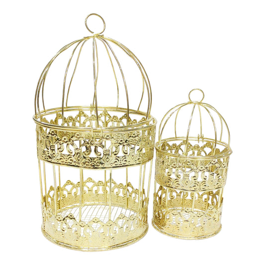 Indian Petals Beautiful multi purpose Metal Cage for DIY Craft or Decoration, Gold