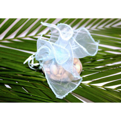 Indian Petals Durable Reusable multi-purpose Translucent Net with pull Strings Gift Bag Potli (Pack of 10) Holds Up to 2Kg, Sky Blue - Indian Petals