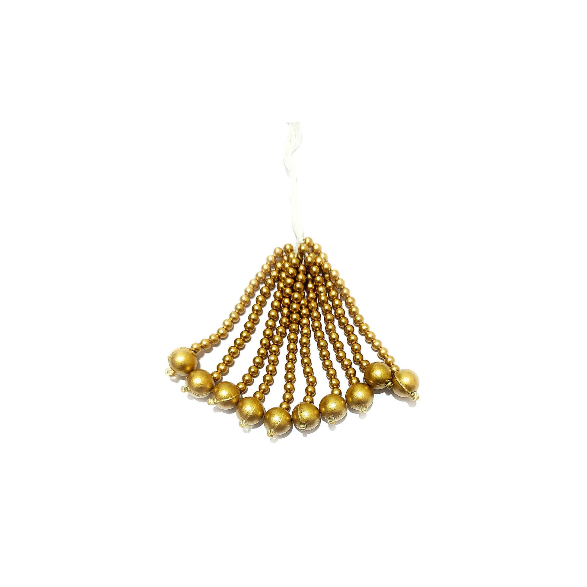 Indian Petals Handmade Gold Beaded Thread Craft, Jewelry Fringe Tassel - Design 854